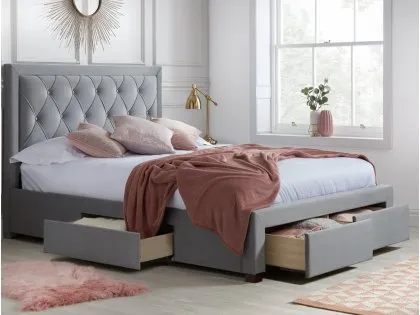 Birlea Woodbury Grey Fabric 4 Drawer Bed Frame Birlea Woodbury Grey Fabric 4 Drawer Bed Frame