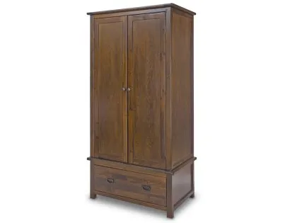 Core Boston 2 Door 1 Drawer Dark Antique Pine Wooden Double Wardrobe Core Boston 2 Door 1 Drawer Dark Antique Pine Wooden Double Wardrobe