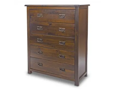 Core Boston 5 Drawer Dark Antique Pine Wooden Chest of Drawers Core Boston 5 Drawer Dark Antique Pine Wooden Chest of Drawers