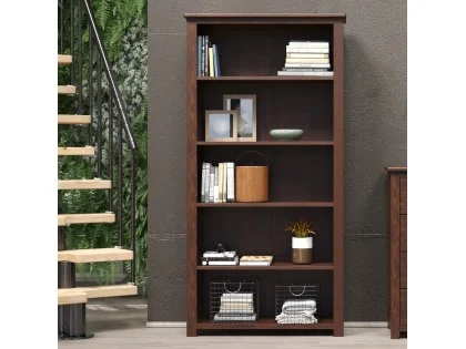 Core Boston Dark Antique Pine Wooden Tall Bookcase Core Boston Dark Antique Pine Wooden Tall Bookcase