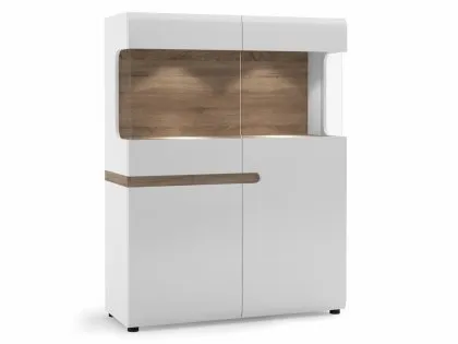 Furniture To Go Chelsea White High Gloss and Oak Low 109cm Wide Display Cabinet Furniture To Go Chelsea White High Gloss and Oak Low 109cm Wide Display Cabinet