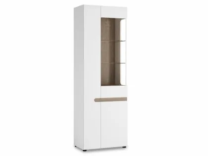 Furniture To Go Chelsea White High Gloss and Truffle Oak Tall Glazed Narrow Display Cabinet (LHD) Furniture To Go Chelsea White High Gloss and Truffle Oak Tall Glazed Narrow Display Cabinet (LHD)