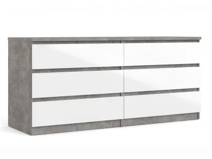 Furniture To Go Naia Grey and White High Gloss 3+3 Drawer Wide Chest of Drawers Furniture To Go Naia Grey and White High Gloss 3+3 Drawer Wide Chest of Drawers