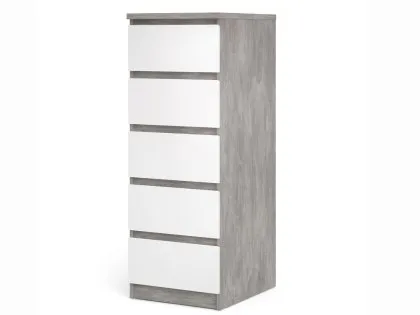 Furniture To Go Naia Grey and White High Gloss 5 Drawer Narrow Chest of Drawers Furniture To Go Naia Grey and White High Gloss 5 Drawer Narrow Chest of Drawers
