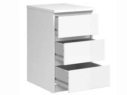 Furniture To Go Naia White High Gloss 3 Drawer Bedside Table