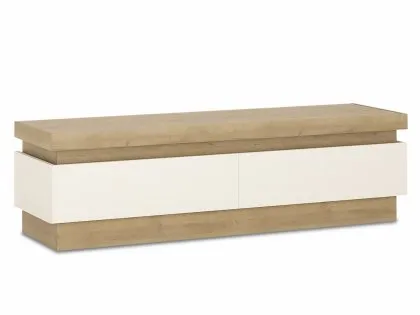 Furniture To Go Lyon White High Gloss and Oak 2 Drawer TV Cabinet Furniture To Go Lyon White High Gloss and Oak 2 Drawer TV Cabinet