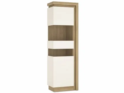 Furniture To Go Lyon White High Gloss and Riviera Oak Tall Display Cabinet (LHD) Furniture To Go Lyon White High Gloss and Riviera Oak Tall Display Cabinet (LHD)