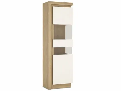Furniture To Go Lyon White High Gloss and Riviera Oak Tall Display Cabinet (RHD) Furniture To Go Lyon White High Gloss and Riviera Oak Tall Display Cabinet (RHD)