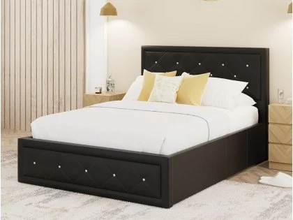GFW Hollywood Black Faux Leather Ottoman Bed Frame GFW Hollywood Black Faux Leather Ottoman Bed Frame