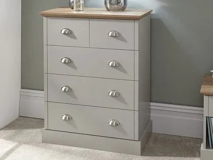 GFW Kendal Light Grey and Oak 2+3 Drawer Chest of Drawers GFW Kendal Light Grey and Oak 2+3 Drawer Chest of Drawers