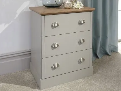 GFW Kendal Light Grey and Oak 3 Drawer Chest of Drawers GFW Kendal Light Grey and Oak 3 Drawer Chest of Drawers