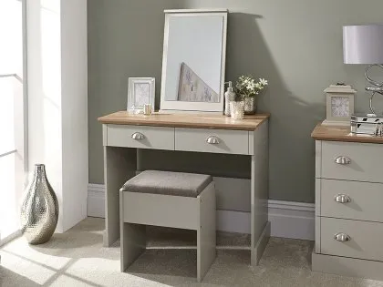 GFW Kendal Light Grey and Oak Dressing Table and Stool GFW Kendal Light Grey and Oak Dressing Table and Stool