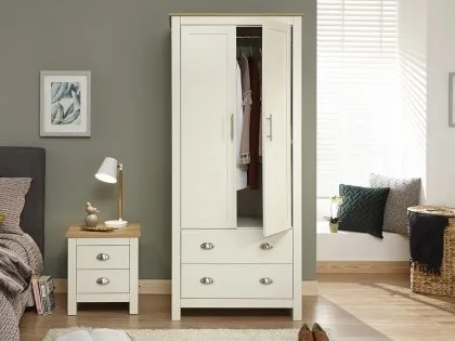 GFW Lancaster Cream and Oak 2 Door 2 Drawer Wardrobe