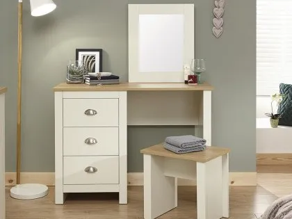 GFW Lancaster Cream and Oak Dressing Table and Stool GFW Lancaster Cream and Oak Dressing Table and Stool