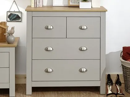 GFW Lancaster Grey and Oak 2+2 Drawer Chest of Drawers GFW Lancaster Grey and Oak 2+2 Drawer Chest of Drawers