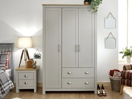 GFW Lancaster Grey and Oak 3 Door 2 Drawer Wardrobe GFW Lancaster Grey and Oak 3 Door 2 Drawer Wardrobe