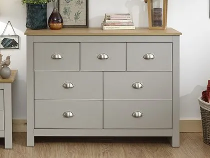 GFW Lancaster Grey and Oak 7 Drawer Merchant Chest of Drawers GFW Lancaster Grey and Oak 7 Drawer Merchant Chest of Drawers