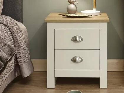 GFW Lancaster Cream and Oak 2 Drawer Bedside Table GFW Lancaster Cream and Oak 2 Drawer Bedside Table