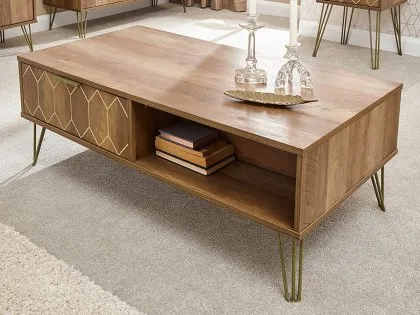 GFW Orleans Mango Effect 2 Drawer Coffee Table GFW Orleans Mango Effect 2 Drawer Coffee Table