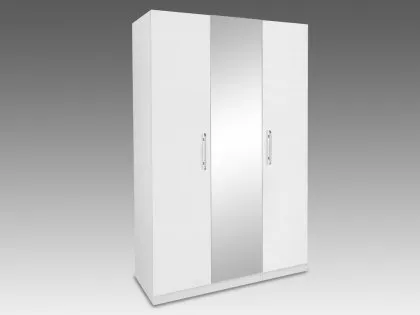 Harmony Angel White High Gloss 3 Door 1 Mirror Triple Wardrobe Harmony Angel White High Gloss 3 Door 1 Mirror Triple Wardrobe