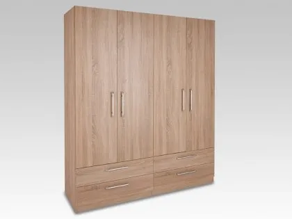 Harmony Holborn Oak 4 Door 4 Drawer Large Wardrobe Harmony Holborn Oak 4 Door 4 Drawer Large Wardrobe