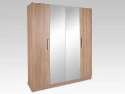 Harmony Holborn Oak 4 Door Mirrored Large Wardrobe Harmony Holborn Oak 4 Door Mirrored Large Wardrobe