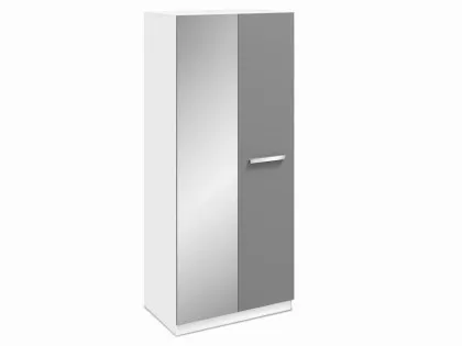 Harmony Moritz Grey High Gloss and White 2 Door 1 Mirror Double Wardrobe Harmony Moritz Grey High Gloss and White 2 Door 1 Mirror Double Wardrobe