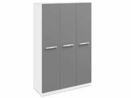 Harmony Moritz Grey High Gloss and White 3 Door Triple Wardrobe Harmony Moritz Grey High Gloss and White 3 Door Triple Wardrobe
