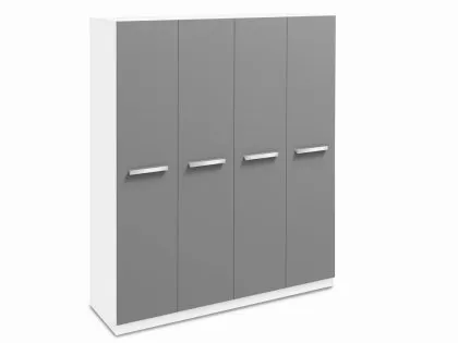 Harmony Moritz Grey High Gloss and White 4 Door Large Wardrobe Harmony Moritz Grey High Gloss and White 4 Door Large Wardrobe