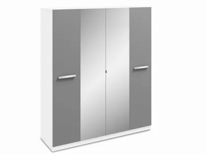 Harmony Moritz Grey High Gloss and White 4 Door Mirrored Large Wardrobe Harmony Moritz Grey High Gloss and White 4 Door Mirrored Large Wardrobe