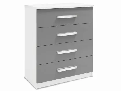 Harmony Moritz Grey High Gloss and White 4 Drawer Chest of Drawers Harmony Moritz Grey High Gloss and White 4 Drawer Chest of Drawers