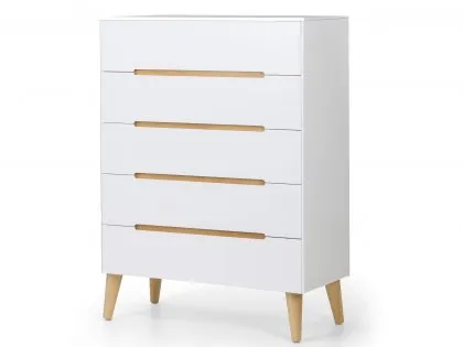 Julian Bowen Alicia White and Oak 5 Drawer Chest of Drawers Julian Bowen Alicia White and Oak 5 Drawer Chest of Drawers