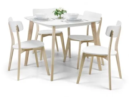 Julian Bowen Casa 90cm Square White and Limed Oak Effect Dining Table and 4 Chairs Set Julian Bowen Casa 90cm Square White and Limed Oak Effect Dining Table and 4 Chairs Set