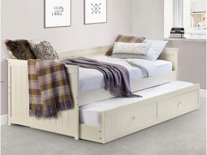 Julian Bowen Jessica Ivory Wooden Day Bed with Guest Bed Frame Julian Bowen Jessica Ivory Wooden Day Bed with Guest Bed Frame