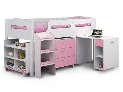 Julian Bowen Kimbo 3ft Single Pink and White Mid Sleeper Bed Frame