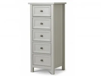 Julian Bowen Maine Dove Grey 5 Drawer Tall Narrow Chest of Drawers Julian Bowen Maine Dove Grey 5 Drawer Tall Narrow Chest of Drawers