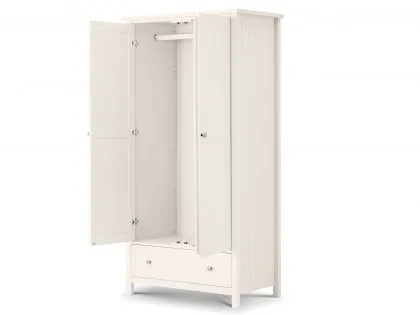 Julian Bowen Maine Surf White 2 Door 1 Drawer Double Wardrobe