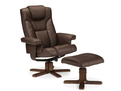 Julian Bowen Malmo Brown Faux Leather Recliner Chair with Footstool Julian Bowen Malmo Brown Faux Leather Recliner Chair with Footstool