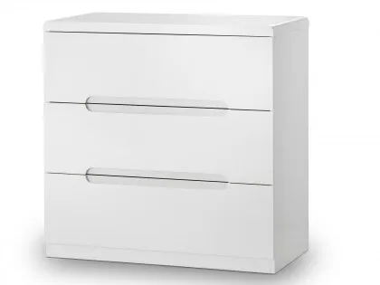 Julian Bowen Manhattan White High Gloss 3 Drawer Low Chest of Drawers Julian Bowen Manhattan White High Gloss 3 Drawer Low Chest of Drawers