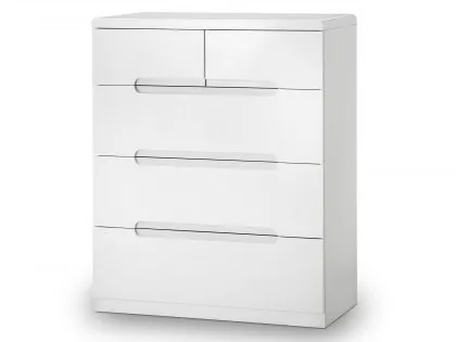 Julian Bowen Manhattan White High Gloss 3+2 Drawer Chest of Drawers Julian Bowen Manhattan White High Gloss 3+2 Drawer Chest of Drawers