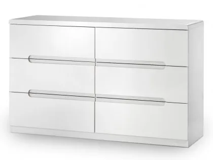 Julian Bowen Manhattan White High Gloss 6 Drawer Chest of Drawers Julian Bowen Manhattan White High Gloss 6 Drawer Chest of Drawers