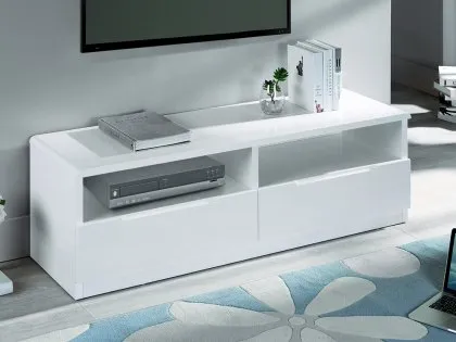 Julian Bowen Manhattan White High Gloss TV Media Cabinet Julian Bowen Manhattan White High Gloss TV Media Cabinet