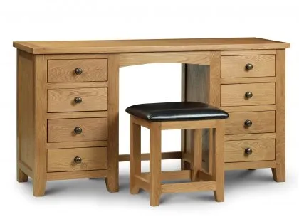 Julian Bowen Marlborough Double Pedestal Oak Wooden Dressing Table (Assembled) Julian Bowen Marlborough Double Pedestal Oak Wooden Dressing Table (Assembled)