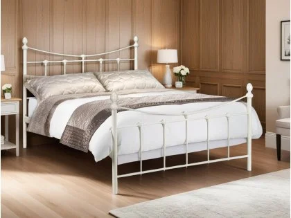 Julian Bowen Rebecca Stone White Metal Bed Frame Julian Bowen Rebecca Stone White Metal Bed Frame