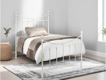 Julian Bowen Rebecca Stone White Metal Bed Frame Julian Bowen Rebecca Stone White Metal Bed Frame