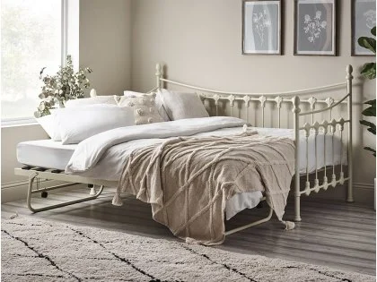 Julian Bowen Versailles Ivory Metal Day Bed with Guest Bed Frame