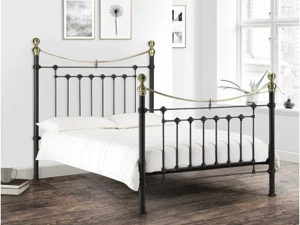 Julian Bowen Victoria Satin Black and Brass Metal Bed Frame Julian Bowen Victoria Satin Black and Brass Metal Bed Frame