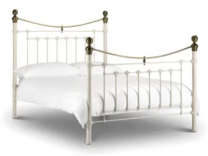 Julian Bowen Victoria 5ft King Size Ivory and Brass Metal Bed Frame