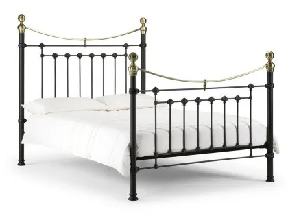 Julian Bowen Victoria 5ft King Size Satin Black and Brass Metal Bed Frame