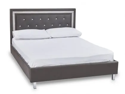 LPD Crystalle Grey Faux Leather Bed Frame LPD Crystalle Grey Faux Leather Bed Frame